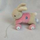 Peter Rabbit Sister Flopsy Pink Plush/Wooden Pull Along Toy 4 Wheels B-Potter