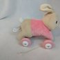 Peter Rabbit Sister Flopsy Pink Plush/Wooden Pull Along Toy 4 Wheels B-Potter