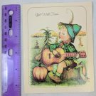 Little Children Get Well Soon Boy in Field w Guitar Card Unused Vintage 1989