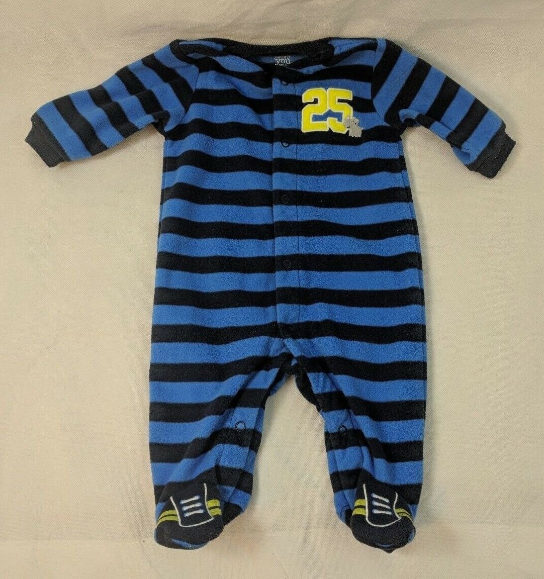 Carter's Just One You Infant Boy 3M Blue Striped Sleeper 25 Rhino, Football Butt