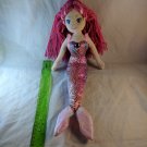 Aurora World Sea Sparkles Mermaid 15" Long Pink Yarn Hair Metallic Rainbow Fins