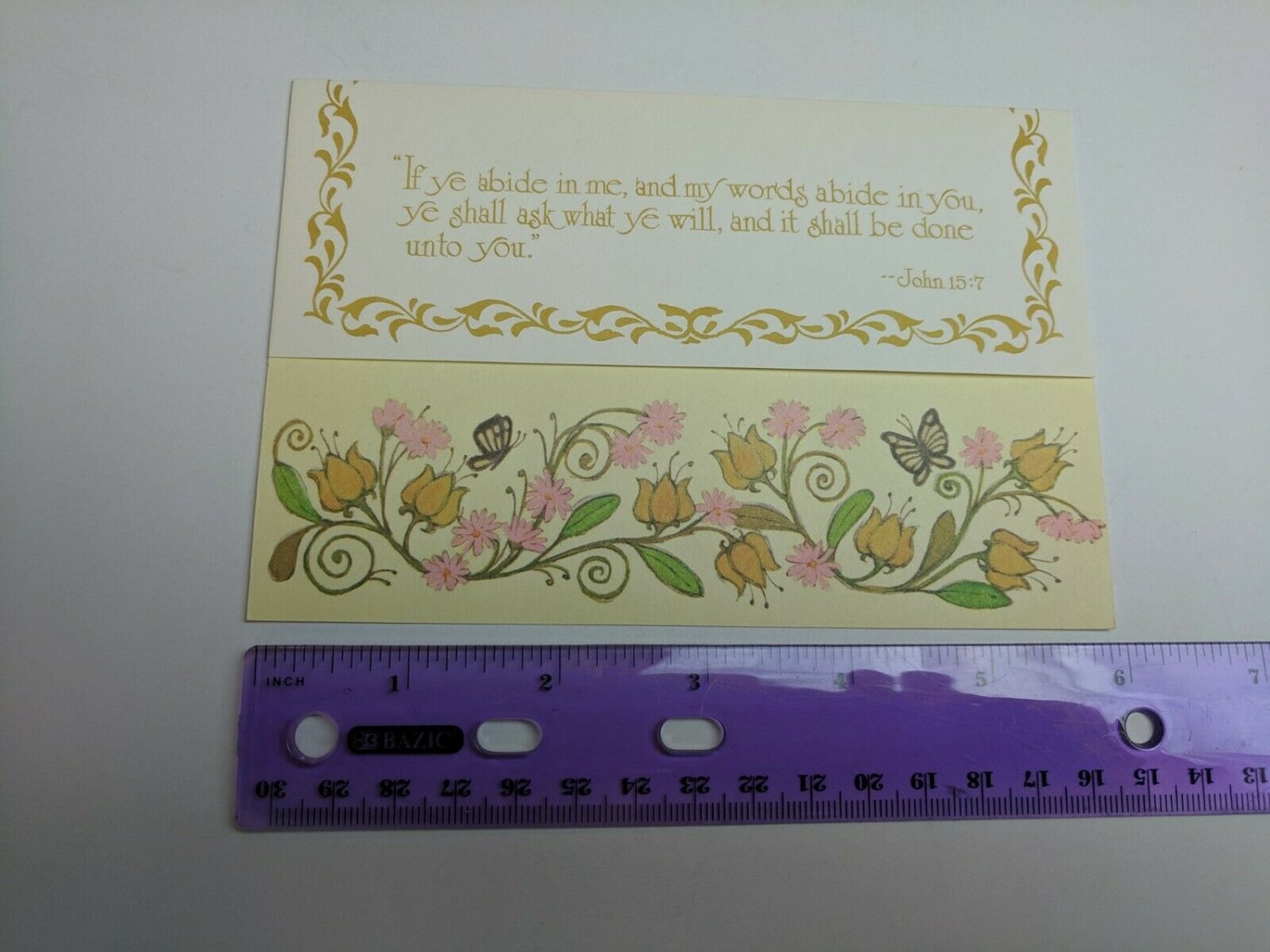 Sunshine Line Vintage Scripture Note Card John 15:7 Floral