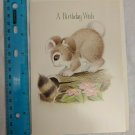 VTG Happy Birthday Card Bunny on Log Hide-and-Seek w/ Raccoon