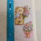 Get Well Card Teddy Bear w/ Flowers Interlitho Applejack Art Partners CUTE!