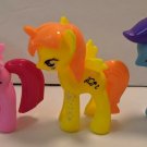 Plastic Toy Pony Cake Toppers Pegasus/Unicorn Pink/Yellow/Blue Bodies 2.5" Tall