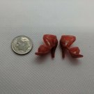 Barbie Fashion Doll Pair of Red X-strap Sandals Heels Shoes fit Curved Foot