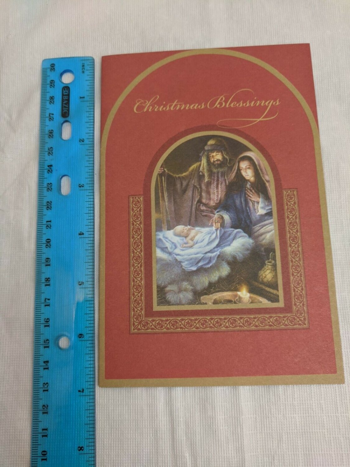 Guideposts Greetings Christmas Fold-out Card Holy Family Red/Gold Border