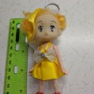 Confused Girl Keychain Doll 4.5" Yellow Halter Dress, Bow, Hat Veil, Anime Eyes
