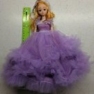 Confused Girl Keychain Doll 11.5" Tall Purple Tulle Dress, Floral Hat, Butterfly
