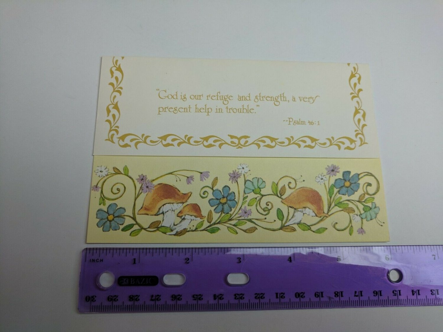 Sunshine Line Vintage Scripture Note Card Psalm 46:1 Mushrooms