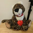 Hallmark Valentine Plush Leopard Jaguar Wild Cat w/ Red Collar, Heart