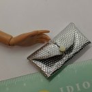 11.5" Fashion Doll Accessory Silver Foil Clutch Purse TORN Barbie size NO DOLL