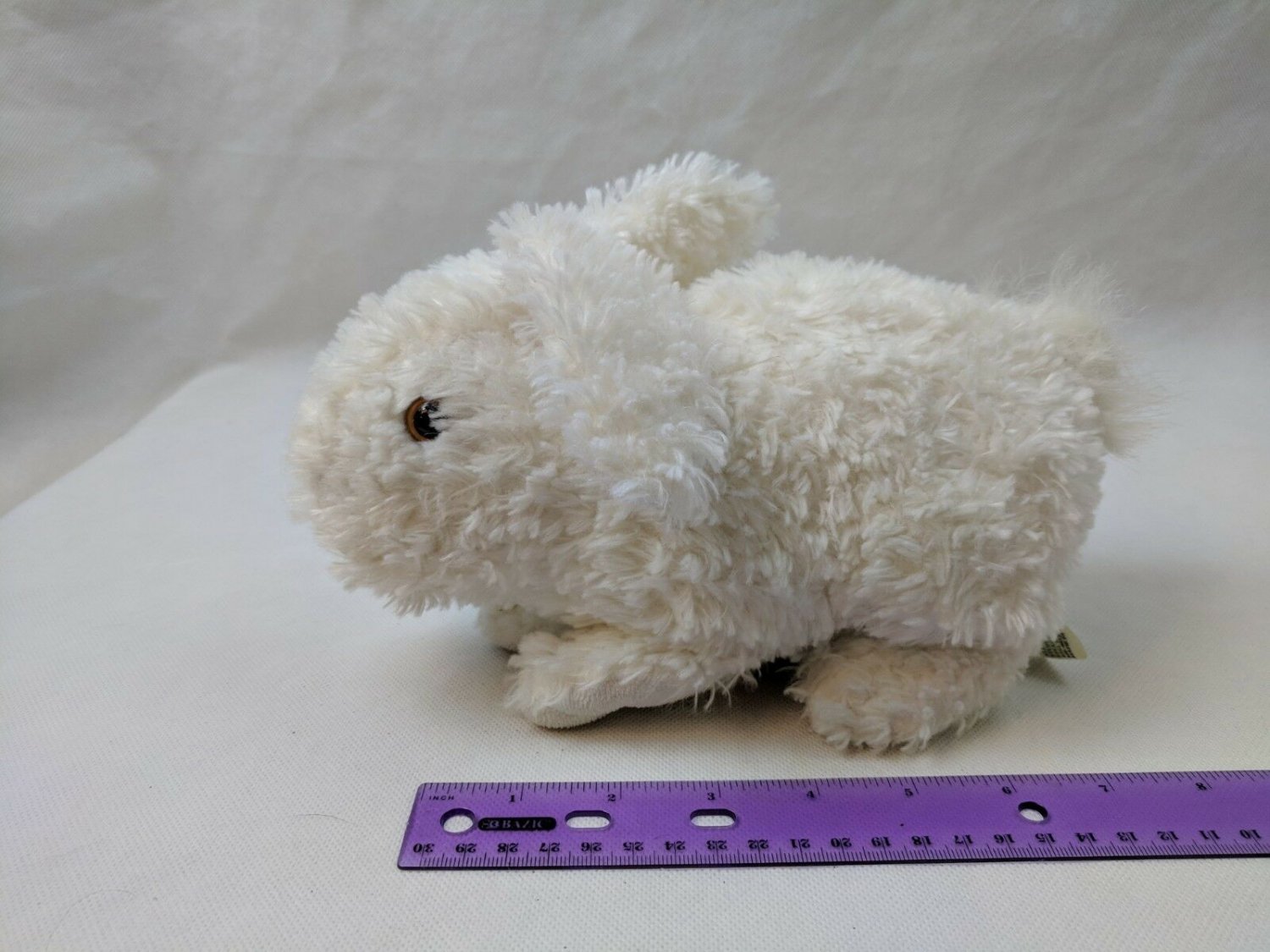 SKM Enterprises White Bunny Rabbit Plush 9" Long Realistic Easter Stuffed Animal