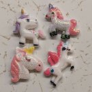 Unicorn Craft Embellishment Flatback Pastel Resin Lot of 4 Mixed 2cm