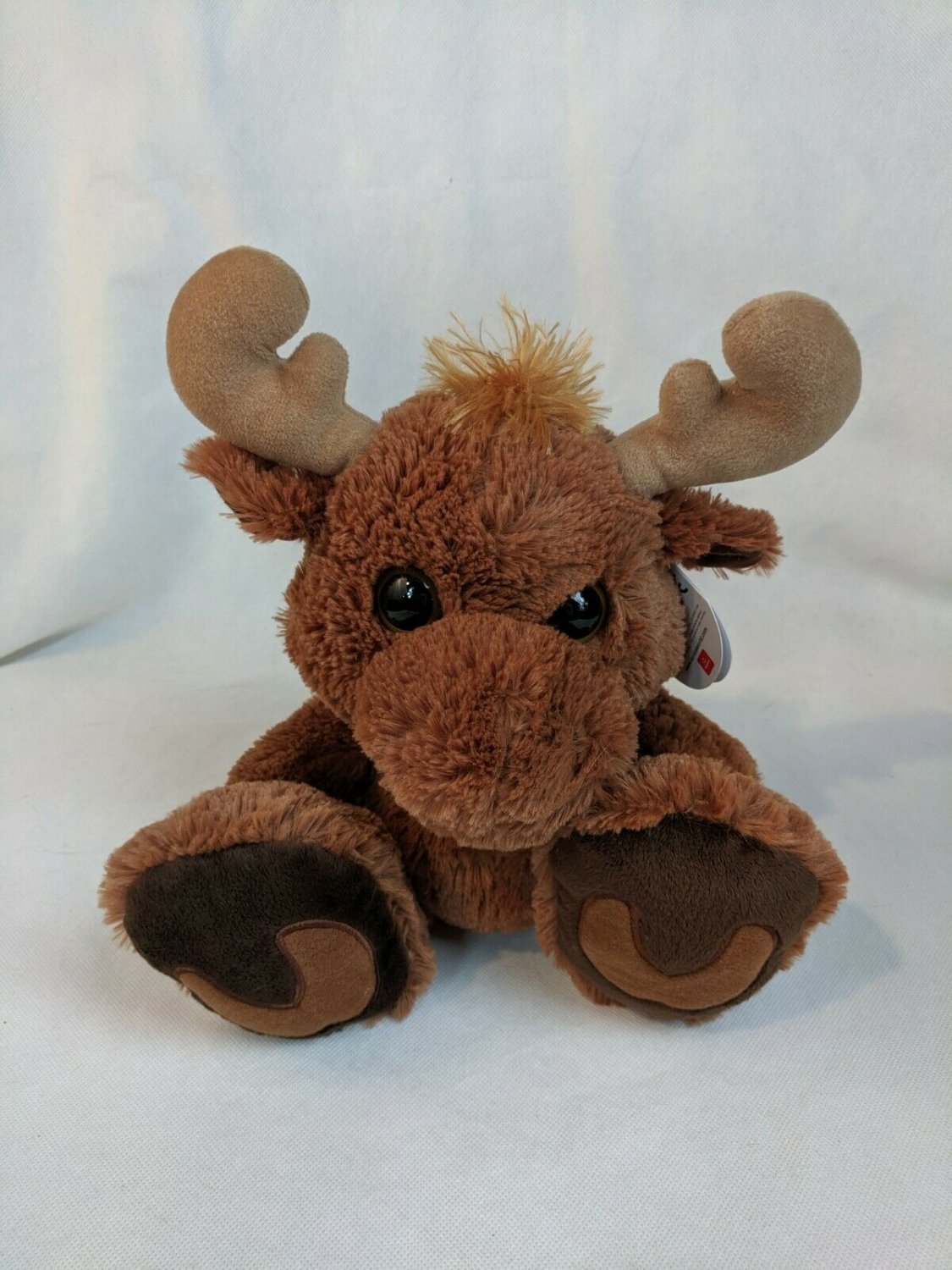Aurora Taddle Toes Brown Moose Big Eyes Plush Stuffed Animal 10" Tall