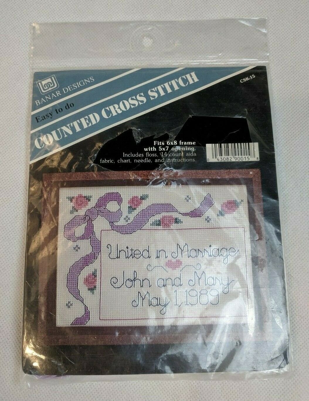 Banar Designs Counted Cross Stitch Kit VTG United in Marriage Fits 6x8" Frame