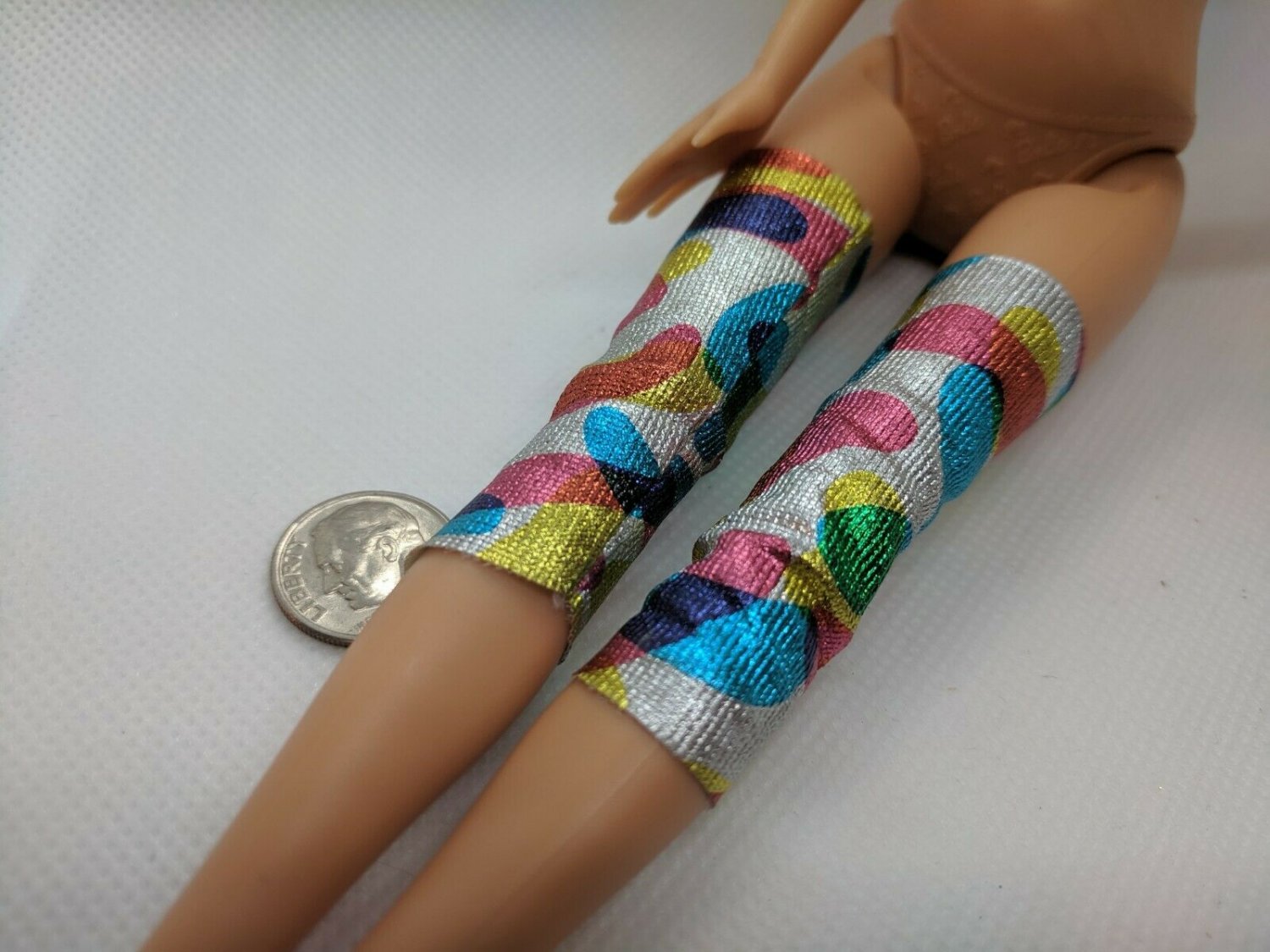 Metallic Rainbow Blobs Legwarmers 80's Style Fits Barbie 12" Fashion Doll