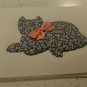 B Kane 1990 Blank Note Card Unused Vintage - Quilted Fabric Blue & Peach Cat