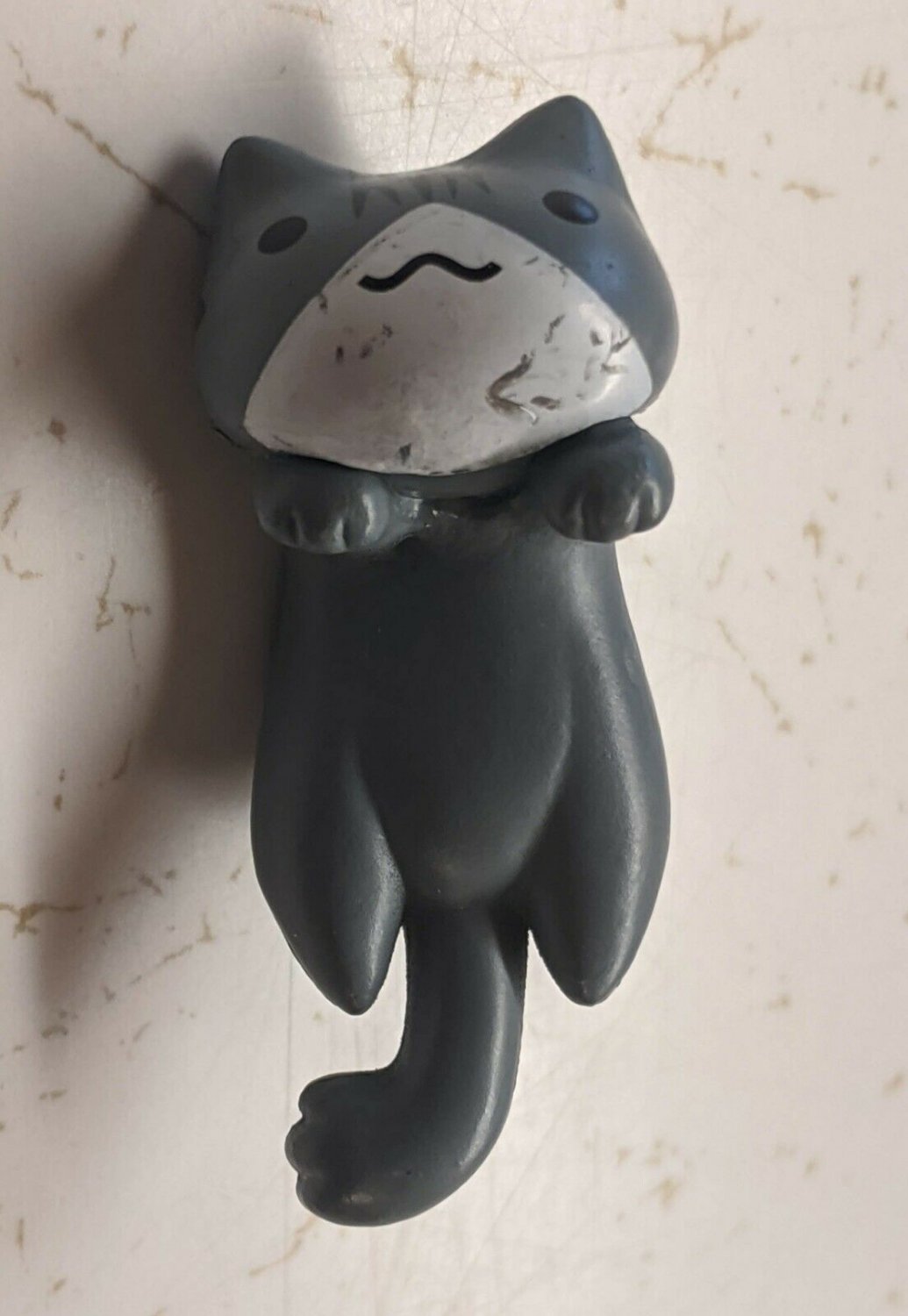 Gray Striped Edge-sitter Cat Mini Figurine Doll Pet Dollhouse Prop 1.5" Long