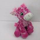 Wild Republic K&M Pink Giraffe Sparkle Hooves Purple Heart Big Eyes 8" Plush