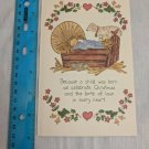 Guideposts Greetings Christmas Card Booklet Jesus in Manger w/ Lamb, Kitten
