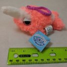 Applause Narwhal Mini Plush Keychain 3" Shaggy Neon Pink/White Very Soft! NWT
