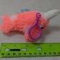 Applause Narwhal Mini Plush Keychain 3" Shaggy Neon Pink/White Very Soft! NWT