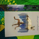 Fantusy Vintage Greeting Card Unused Get Well, Siamese Cat on Table