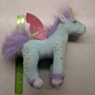 Blue Pegasus Unicorn Pony Plush 11" Purple Hair, Pink Wings, Gold Horn *READ*