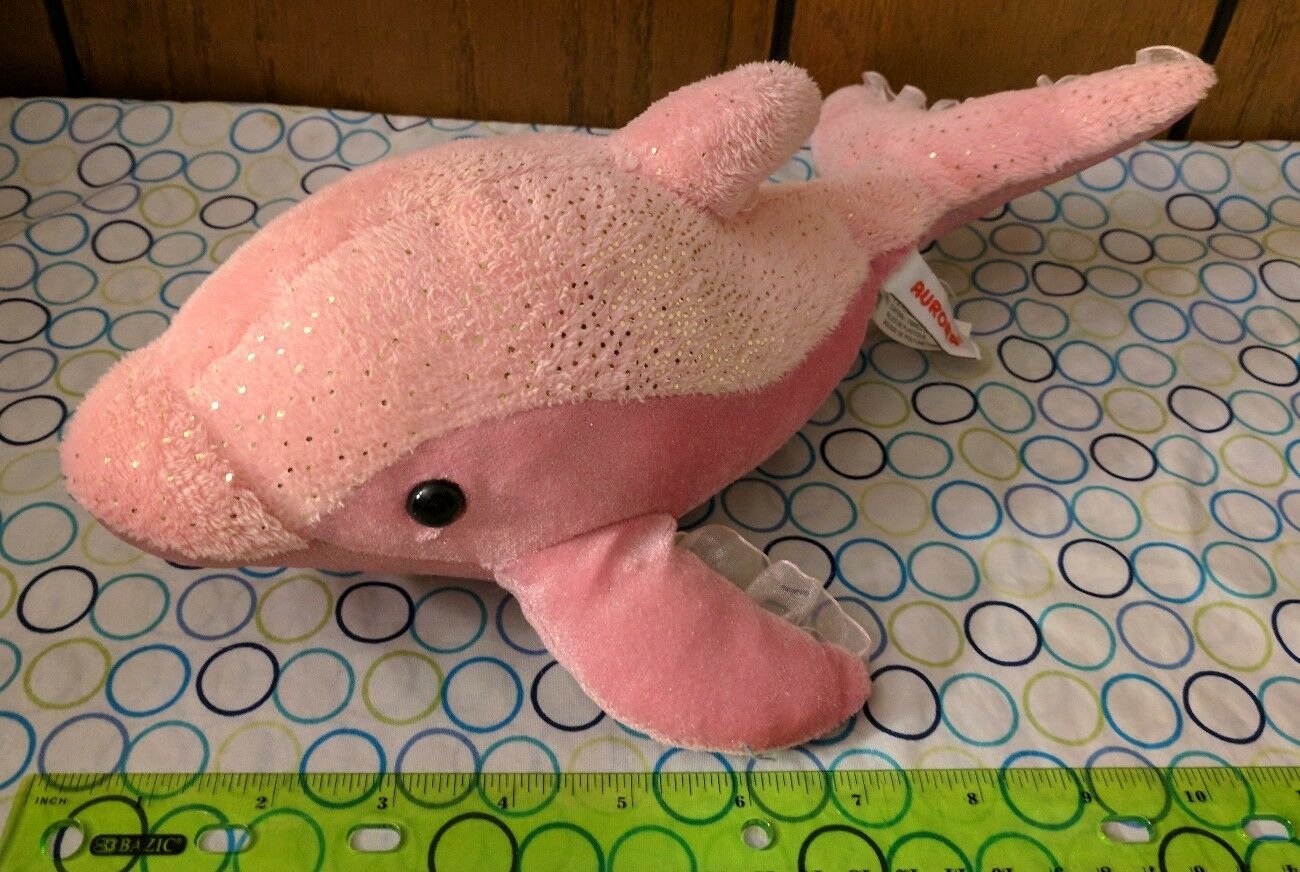 Aurora World Pink Sparkle Dolphin Plush Stuffed Animal Toy