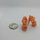 12" Curve Foot Fashion Doll Pearly Orange High Heel Heart Sandal Shoe Pair