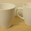 PIER 1 TROPICAL WAVE Coffee Mug Tea Cup Solid White Embossed Wavy Lines Lot of 2