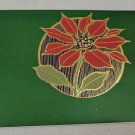 Vintage Drawing Board Greeting Tri-Fold Christmas Card Green & Red Poinsettia