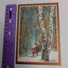 Ernest O Manville Inc Christmas Holiday Card Vintage *USED* Santa in Forest