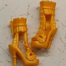 12" Curved Foot Doll Pair of Gold Ruffle High Heel Shoes *Buy 5+ Free US Ship*