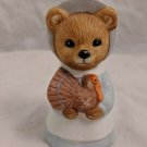 Homco Bisque Porcelain Thanksgiving Pilgrim Teddy Bear Figurine 2.5" Tall