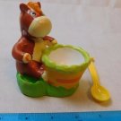 FIZZY CREATION Brown Ceramic Horse Pony Egg Cup w/ Spoon Decorative Knickknack