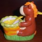 FIZZY CREATION Brown Ceramic Horse Pony Egg Cup w/ Spoon Decorative Knickknack