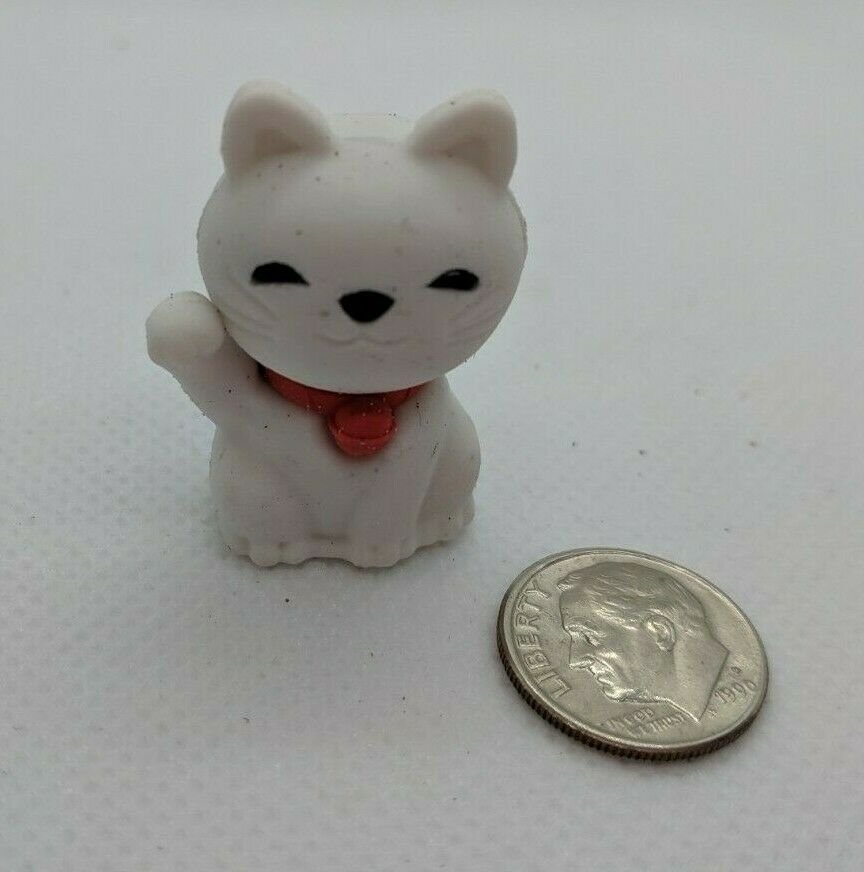 Kitty Cat Kitten White w/ Red Colla3D Puzzle Eraser 1.5" Tall School Collectible