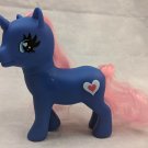 Fakie Pony Dark Blue  Unicorn w/ Pink Hair, Heart Symbol 5" Tall