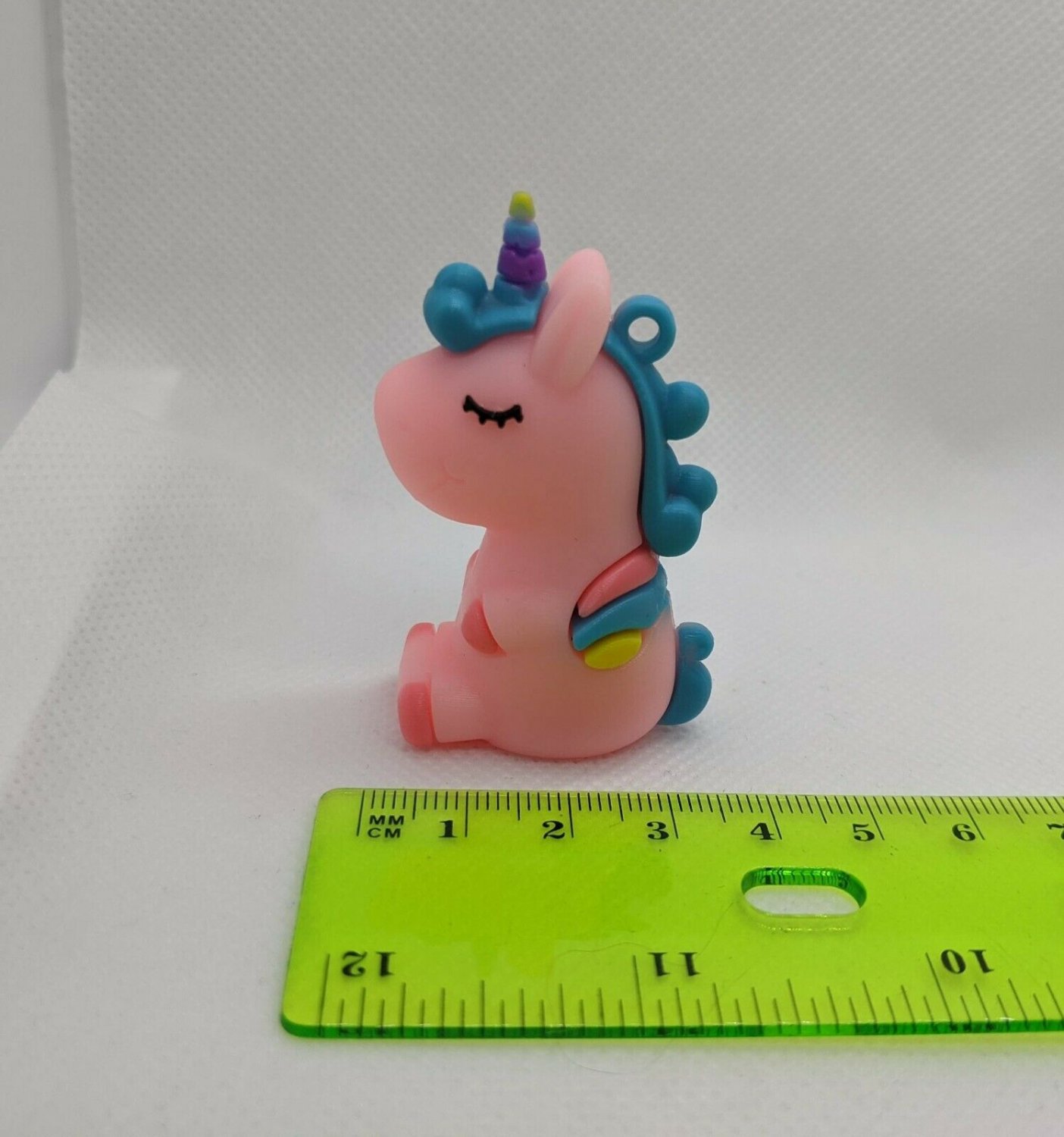 Pegasus Unicorn Pony Rubbery Plastic 2" Mini Figurine, Pendant Charm Pink/Blue