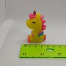 Pegasus Unicorn Pony Rubbery Plastic 2" Mini Figurine, Pendant Charm Yellow/Pink