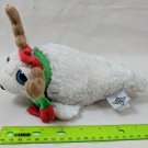 The Petting Zoo Christmas Seal Plush White w/ Antlers & Green Scarf, Blue Eyes