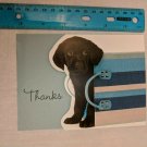 Thanks Card Gold Lab Puppy in Blue Striped Purse