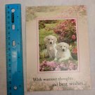 Happy Birthday Best Wishes Card Gold Lab Puppies Pink Flowers