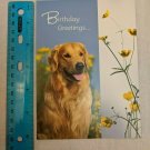 Happy Birthday Card Gold Lab Dog & Yellow Flowers