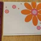 Current Inc Orange & Pink Daisy Flowers on White Blank Note Card Unused
