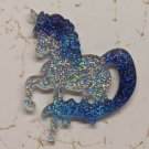 Silver/Blue Unicorn Pony Glitter Resin Flatback Craft Embellishment 45mm Tall