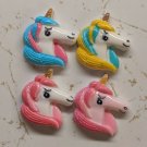 Unicorn Craft Embellishment Flatback Pastel Resin Head Lot of 4 2cm Tall