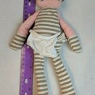 Organic Farm Buddies Plush Chef Cow Cotton 14" Brown Pink Striped Baby Rattle